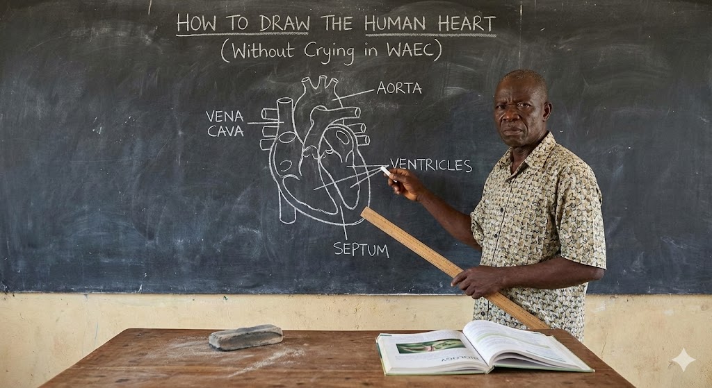 How to draw the human heart and label it correctly step by step